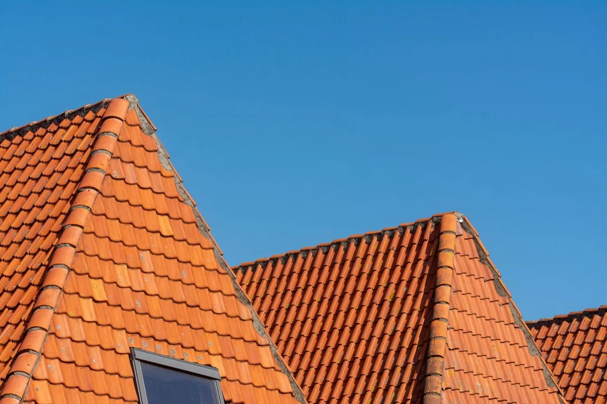 Clay barrel tile rooflines on homes in Warwick, RI